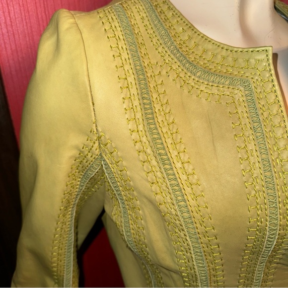 Chinese Belgium Design embroidered leather tailored jacket 4 - Picture 2 of 16